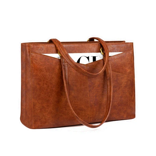 LOVEVOOK Laptop Bag for Women,15.6 Inch Laptop Tote Bag for Women,Vintage Leather Work Tote Bags Computer Teacher Bag,Waterproof Business Bag Office Briefcase