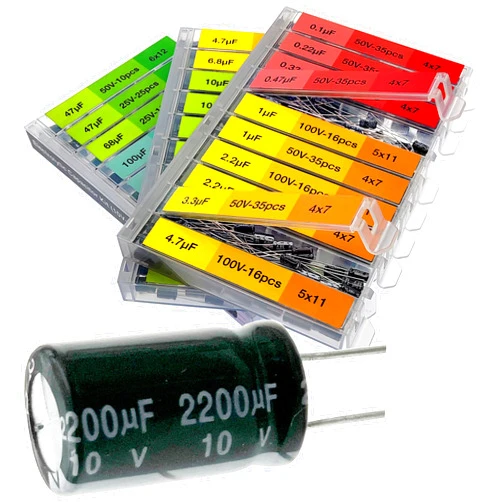 EEEEE 0.1uF－2200uF 633 pcs Capacitor Set 30 Value 633 Individual Box Lid Electrolytic Capacitor Assortment kit for Industrial Electrical and 10V, 16V, 25V, 50V, 100V