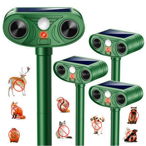 Thcritter 2026 Upgraded Ultrasonic Solar Animal Repellent Outdoor, Deer Repellent Devices Squirrel Cat Raccoon Rabbit Dog Deterrent with Motion Sensor for Yard Garden Lawn (4-Pack)