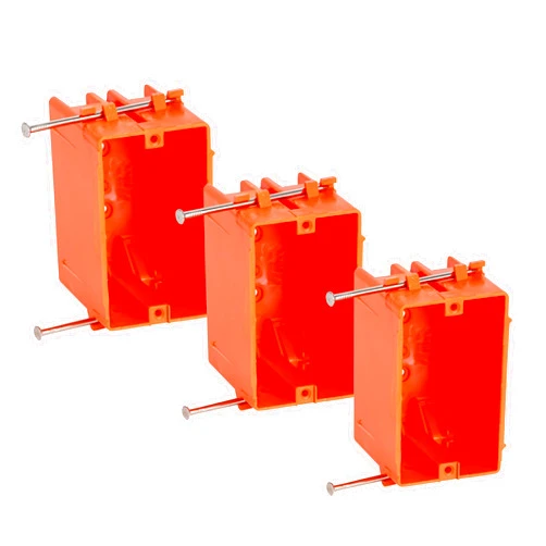 CLOUDY BAY One Gang New Work Electrical Outlet Box,18 Cubic Inch Device Box,PVC Electrical Junction Box for Switch,GFCI,Orange,Pack of 3