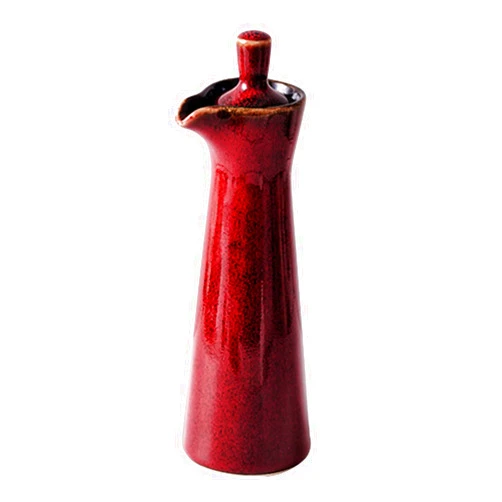 LINWIN Ceramic Olive Oil Dispenser Bottle, Suitable for Storage Of Oil, Vinegar, Soy Sauce, 120ml / 4oz - Red