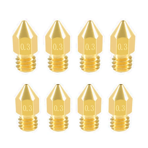 Aokin 8 Pcs 0.3mm MK8 Extruder Nozzles 3D Printer Nozzles for Creality Ender 3/3 Pro/3 V2, Ender 5/5 Pro, CR-10/10S, Makerbot, Anet A8 3D Printer
