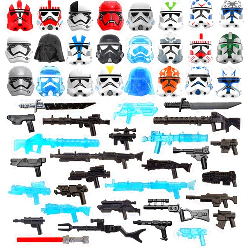 PeleusTech Military Minifigures Weapon Armor Kit for Star War Army Weapons and Accessories Set Compatile with Major Building Block Brand - 52pcs