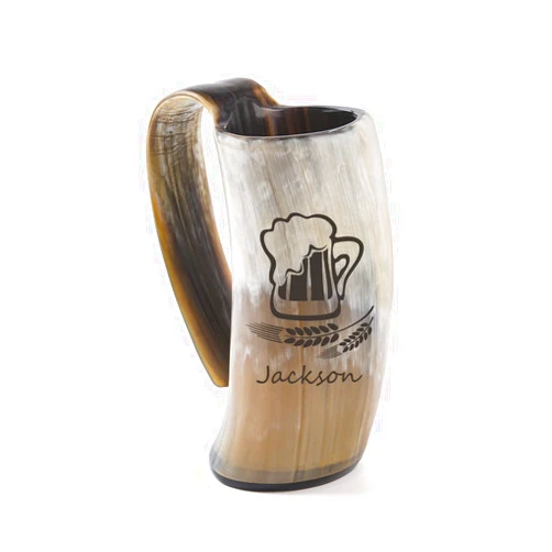 Rclover Viking Horn Mug, Bear Wine Drinking Cup, Shiny Polished Easy to Clean Resin Base Multi Size (Small - 6oz)