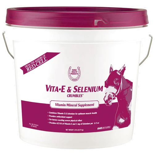 Farnam Horse Health Vita E & Selenium Crumbles Vitamin Supplement, Supports Optimal Muscle Health & Antioxidant Support, Selenium and Vitamin E Supplements for Horses, 20 lb
