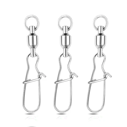 AMYSPORTS Ball Bearing Swivels Fishing Barrel High Strength Fishing Snap Bearing Connector Ring Snaps Swivels Saltwater Stainless Steel Accessories