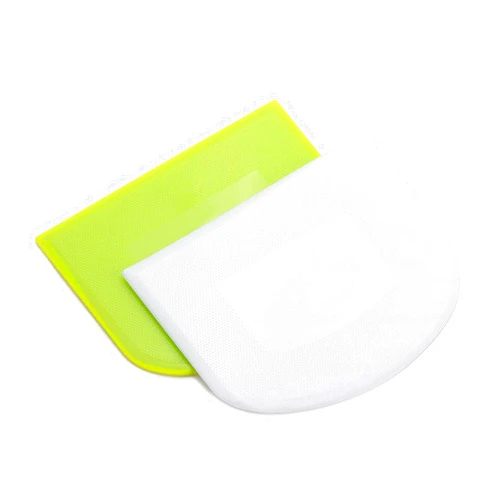 WAFJAMF 2 PCS Plastic Dough Scraper Bowl Scraper, Food-Grade Bench Scraper, Flexible Dough Cutter, Multipurpose Food Scrappers for Bread, Cake, Cream, Fondant(White+Green)……