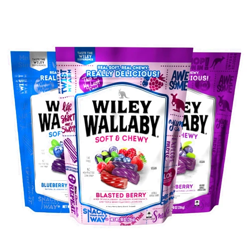 Wiley Wallaby Licorice 10 Ounce Variety Pack - Blueberry Pomegranate, Huckleberry, & Blasted Berry Gourmet Australian Style Soft & Chewy Licorice Candy, 3 Pack