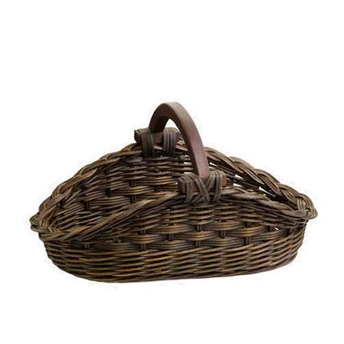 The Basket Lady Wicker Gathering Basket, Large, 22.5 in L x 12.5 in W x 12 in H, Antique Walnut Brown (Sold Individually)