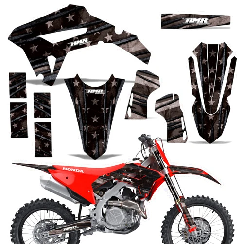 AMR Racing MX Dirt Bike Graphics kit Sticker Decal Compatible with Honda CRF450 CRF450R CR450RW 2021- Subdued V2 Flag