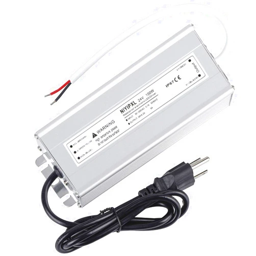 NIYIPXL LED Driver 100 Watts 24V DC Low Voltage Transformer， Waterproof IP67 LED Power Supply, Adapter with 3-Prong Plug 3.3 Feet Cable for Any 24V DC led Lights, Computer Project, Outdoor Light