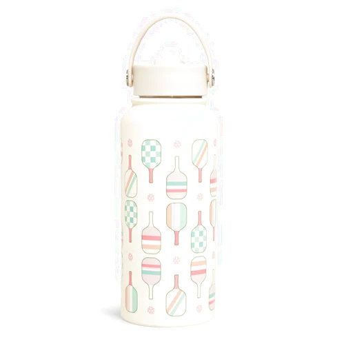SANDJEST Pickleball Water Bottle 32oz Stainless Steel Insulated Vaccum with Lid, Pickleball Gifts for Pickleball Players, Pickleball Lovers, Women Girls Ladies