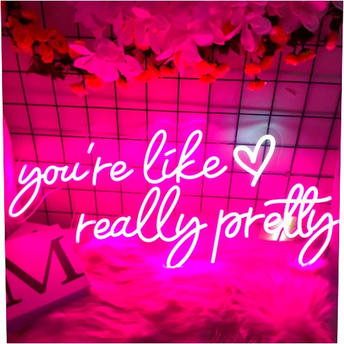 INSNEnN Your Like Really Pretty Neon Signs for Wall Decor, 29.5 * 12.6 Inches Pink Light Up Sign for Wedding, Engagement Decor, Dimmable Party Birthday Bedroom Bar Pub Club Wall Decorations, INSNEnN