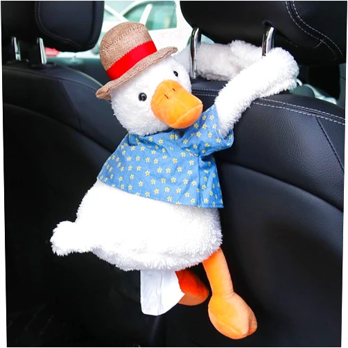 Seemehappy Tissue Box Cover Plush Tissue Box Holder for Car, Home, Decorative Holder/Organizer for Bathroom Vanity Countertop, Nightstands, Office Desk-Duck
