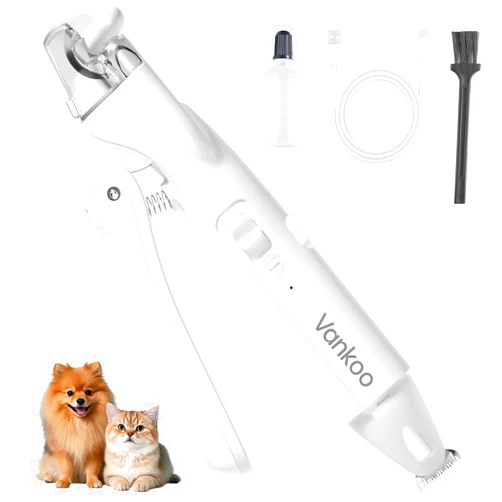 Vankoo 2 in 1 Dog & Cat Nail Clippers & Trimmers with LED Lights, Splash Guard - Pet Hair Trimmer for Around Paws, Ear, Eye,Face, Rump Rechargeable & IPX7 Waterproof Grooming Supplies for Dog, Cat