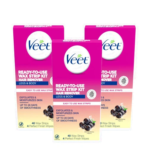 Veet Leg and Body Hair Remover Cold Wax Strips, 40 ct (Pack of 3)