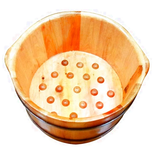 NUBAOzy Foot Tub Wooden Foot Basin Pedicure Basin Foot Bath Unilateral Massage Fumigation Barrel Foam Basin Insulation Natural Wood Tub Foot Tub Foot Bath Wooden Bucket Foot Spa Household Wash Ba