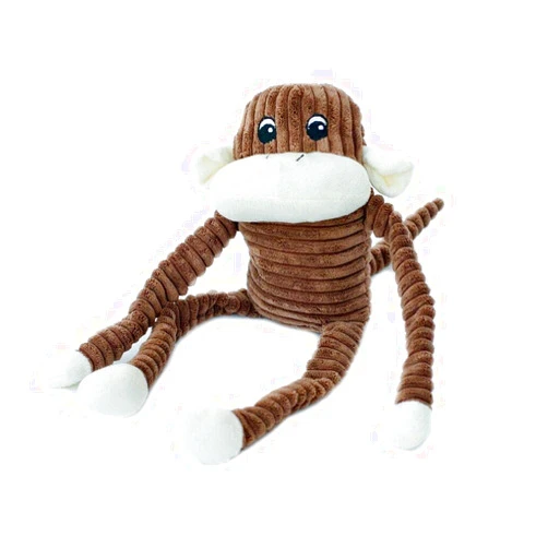 ZippyPaws - Spencer The Crinkle Monkey Dog Toy, Squeaker and Crinkle Plush Toy - Brown, Large