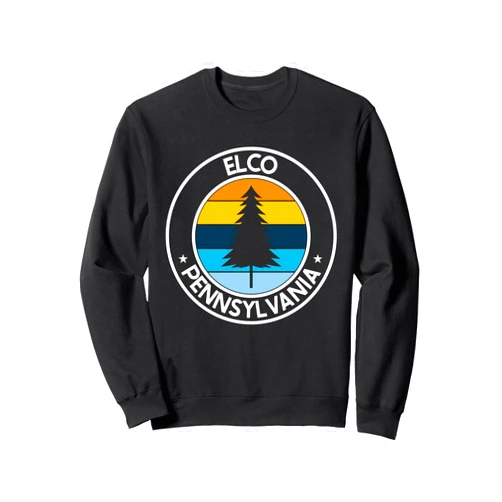 Pennsylvania City Pride Pine Tree Retro Sunset Elco Pennsylvania PA USA City Pride Retro Sunset Sweatshirt