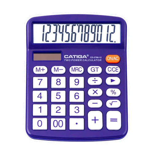 CATIGA Desktop Calculator 12 Digit with Large LCD Display and Sensitive Button, Solar and Battery Dual Power, Standard Function for Office, Home, School, CD-2786 (Purple)