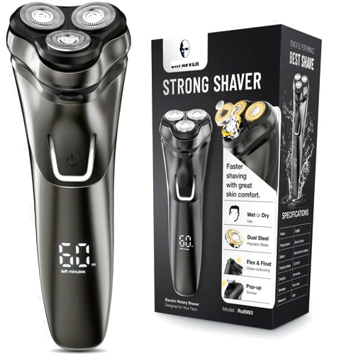 SHPAVVER Electric Razor for Men Cordless: Wet/Dry Rotary Shaver Waterproof - USB Fast Charging & Sensitive Skin Care - Pop up Trimmer & Precision Blades Luxury Black Upgraded