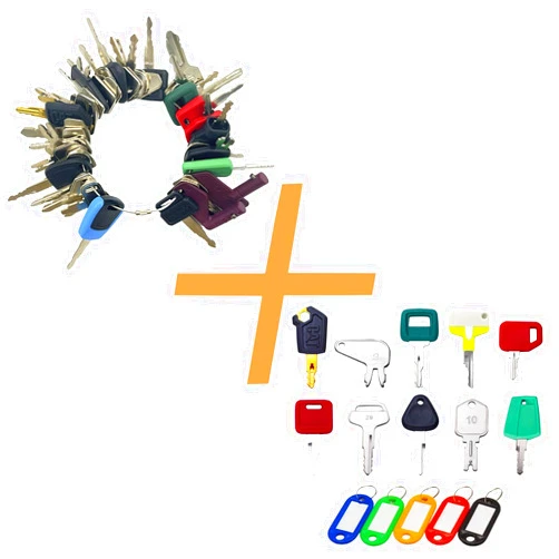 WAH YUE HING 42 + 10 Heavy Construction Equipment Machine Operator Ignition Master Keys Set Fits Caterpillar Bobcat JD Case JLG JCB Volvo Hyster Ford New Holland Yanmar Takeuchi Kubota Komatsu Toyota Hitachi