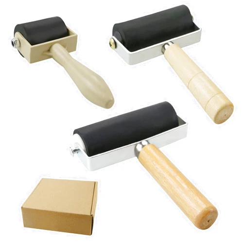 YEXPRESS 3 PCS Rubber Brayer Roller, Rollers Hard Rubber, Vinyl Roller for Printmaking, Wallpapers Stamping Gluing Application, 1.4, 2.4 and 4 Inch