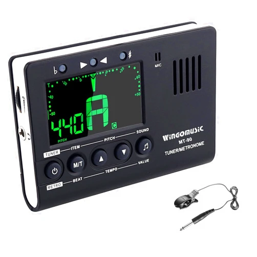 WINGO Digital Metronome, Tuner and Tone Generator - 3 in1 Device（Black)-for Chromatic, Guitar, Bass, Ukulele, Violin-Battery Included
