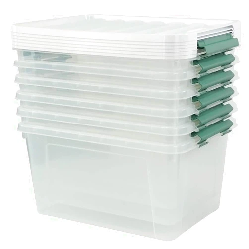 Saedy 6 Pcs Large Clear Storage Box, 35 Qt Plastic Bins with Lids for Versatile Storage