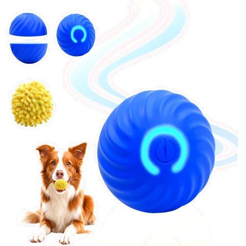 ZABARE Interactive Dog Ball Toys for Pet Dogs,Smart Electric Small Medium Dog Toys to Keep them Busy,Automatic Rolling Jumping Balls with 2 Cover for Dogs,Rechargeable Balls,Not for Aggressive Chewers,Blue