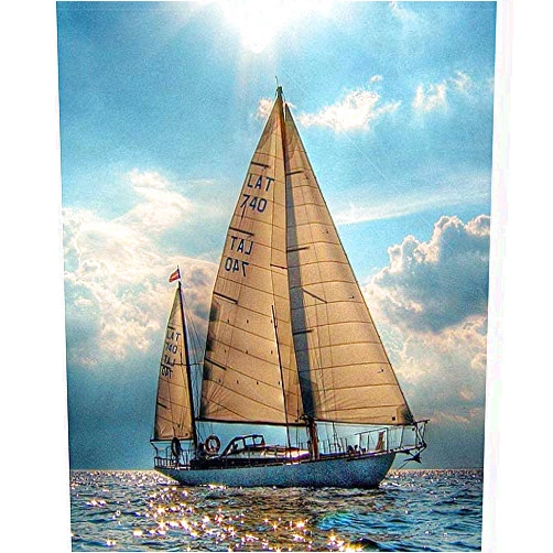 MOJIU DIY Oil Painting, Painted by The Child's Digital Set -Sparkling Lake Sailing Boat,16''X20''