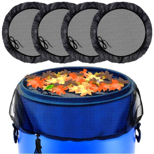 CLESDF 4Pcs Mesh Covers for Rain Barrel, Water Collection Buckets Cover Rain Collection Barrels Netting Screen to Keep Mosquitoes, Leaves and Debris