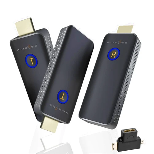 FAIRBEE Wireless HDMI Transmitter and Receiver,FAIRBEE Wireless HDMI Extender Kit,2 in 1 HDMI Adapter Included,Plug and Play,Full 1080P HDMI Sender and Receiver,Streaming Device for Laptop/PC/Projector