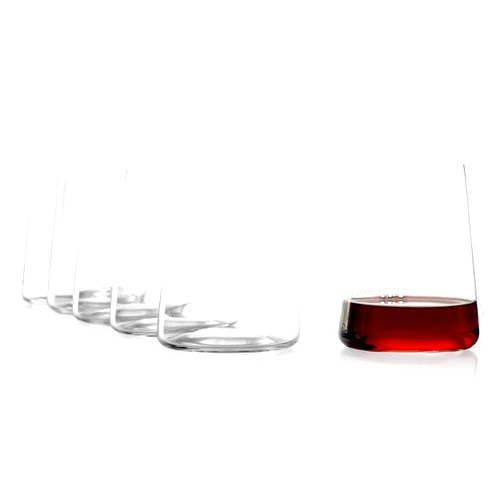 Stölzle Lausitz Red Wine Tumblers Power Set of 6, 17 1/2 oz – Modern Stemless Wine Glasses for Maximum Aroma – Flat Red Wine Glasses in Crystal Glass – Dishwasher & Break-Resistant, Made in Germany