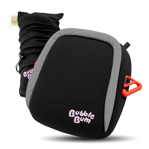bubblebum Inflatable Booster Car Seat - Blow Up Narrow Backless Booster Car Seat for Travel. Portable Booster Seat for Toddlers, Kids, Child - Black