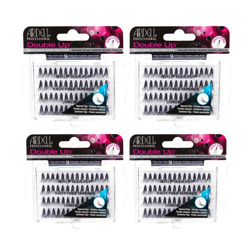 Ardell Individual Lashes False Eyelashes Double Up Soft Touch - Long, Black, DIY Lash Clusters, Reusable Eyelash Extensions, 4 Pack