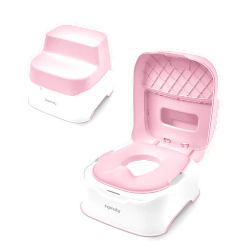 Ingenuity Prepare to Potty 3-in-1 System - Potty Training Toilet, Topper, Step Stool, Easy Setup, Pink, For Toddlers 18 Months+