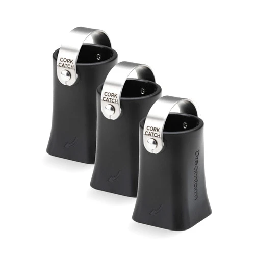 Dreamfarm Champop - Set of 3 - Safe, Fast, & Easy Champagne Bottle Opener, Cork Popper & Catcher - Black