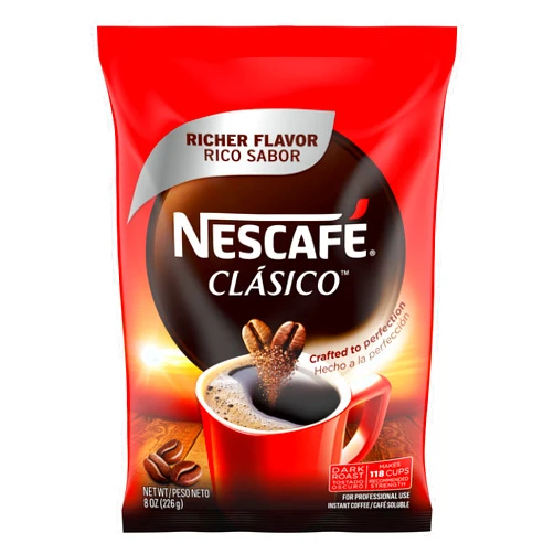NESCAFÉ Nescafe Clasico Dark Roast Instant Coffee, 8 oz Pouch
