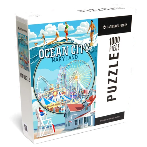 Lantern Press 1000 Piece Jigsaw Puzzle, Ocean City, Maryland, Montage Scenes