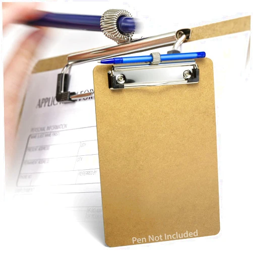 Officemate Wood Clipboard, Memo Size, Low Profile Clip with Pen Holder (83113)
