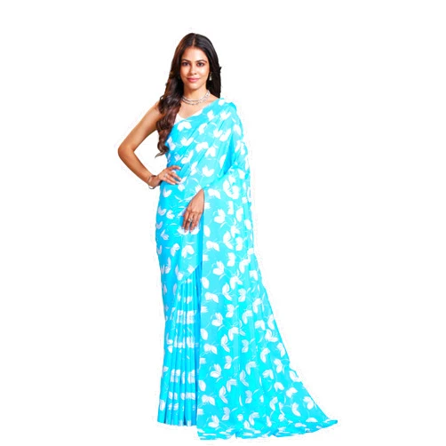 Garden Vareli Polyester Floral Print Saree
