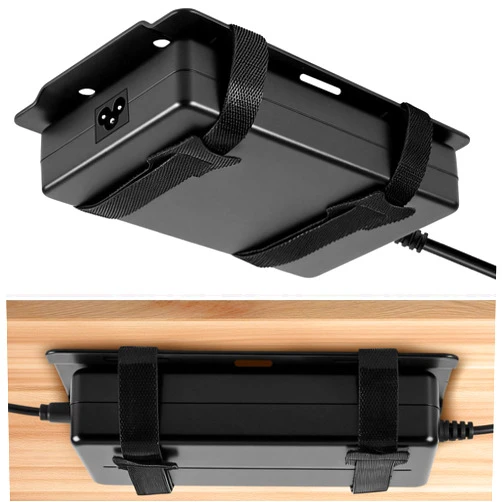 JinLunar Universal Large Metal Laptop Charger Holder, Adjustable Under Desk Power Brick Mount Organizer for Charging Bricks & Cables, Space Saving Power Adapters Mount for Laptop 100W or Higher Chargers