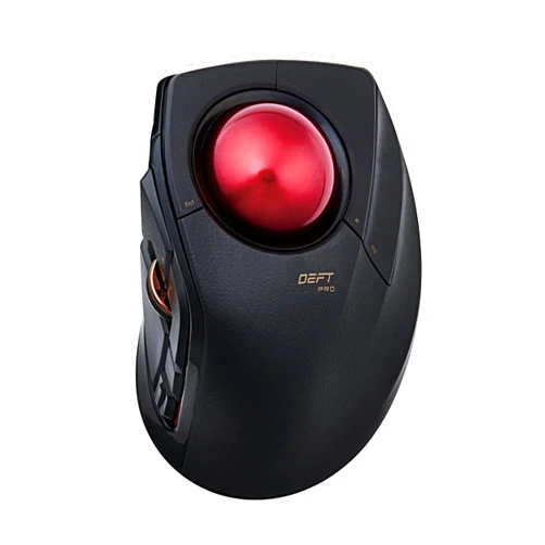 ELECOM DEFT PRO Trackball Mouse, Wired, Wireless, Bluetooth 3 Types Connection, Ergonomic Design, 8-Button Function, Red Ball, Windows11, MacOS (M-DPT1MRXBK)