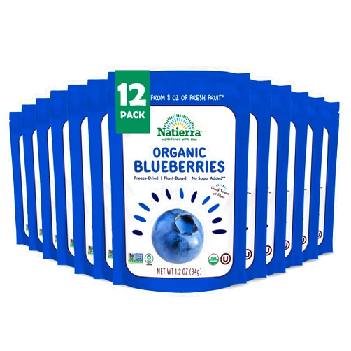 Natierra Nature's All Foods Organic Freeze-Dried Non-GMO & Vegan, Blueberries, 1.2 Ounce (Pack of 12)
