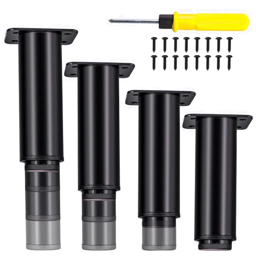 Jiaxitek 4 Pcs Metal Adjustable Furniture Legs 5.9-10.6 inch, Adjustable Height Replacement Support Leg,Sofa Cabinet Legs for Dresser/Couch/Bed/Chair/TV Stand/Coffee Table Legs