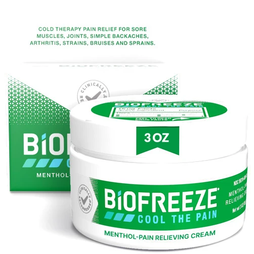 Biofreeze Menthol Pain Relieving Cream 3 OZ Jar for Pain Relief Associated with Sore Muscles, Arthritis, Simple Backaches, Strains, Bruises, Sprains and Joint Pain (Packaging May Vary)