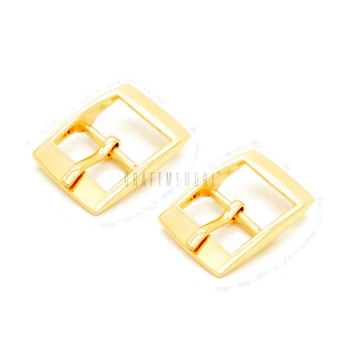 CRAFTMEMORE 4pcs 5/8 Inch Single Prong Belt Buckle Square Center Bar Buckles for Shoes Purse Making Accessories SC24 (Gold)