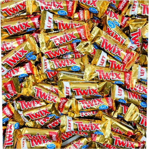 Sweetsome Twix Caramel and Milk Chocolate Minis Cookie Bar – LEFT and RIGHT Twix – Individually wrapped Bulk Bite Size Candy Pack (1 Pound)