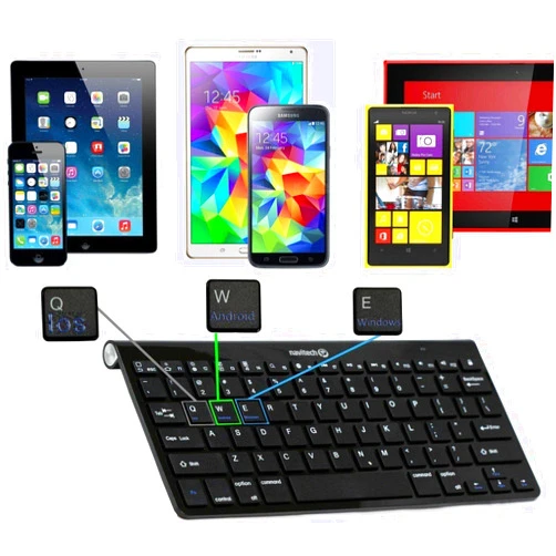 Navitech Black Wireless Multi OS Keyboard Compatible with All Android/Windows & iOS Tablets Including The Elecost E10.1 Tablet | Fengxiang 10 inch Tablet | Fullwei 10.1Inch Tablet